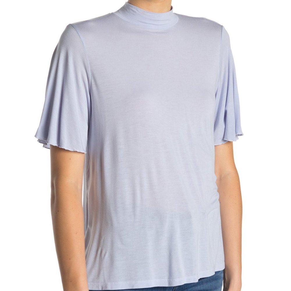 Michael Stars Mock Neck Cut Out Short Sleeve Shirt